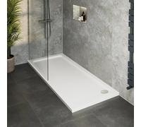 Hydrolux® 1700 x 700 x 45mm White Bathroom Shower Tray for Enclosures Cubicles & Wet Room with Chrome Waste, Rectangular