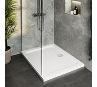 Hydrolux® 800 x 700 x 40mm White Bathroom Shower Tray for Enclosures Cubicles & Wet Room with Waste Stone Resin, Rectangular