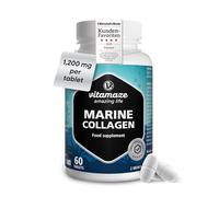 Hydrolysed Marine Collagen 1200mg (60 Capsules), Collagen Suplements, Ovoderm Eggshell Membrane Type I V and X for Joints, Bones, Skin, Hair, Nails. High Bioavailability. No Magnesium Stearate