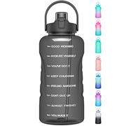 HydroPal 1 Gallon Water Bottles with Straw, 128 oz Water Bottle BPA Free Innovative 2-IN-1 Lid Gym Bottle with Times to Drink Motivational, Large for Sports Fitness Camping Water Jug （13.8X5.5 inch）
