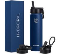 HydroPal Stainless Steel Drinking Bottle - 750 ml, 1 L, 1.2 L, BPA-Free, Suitable for Carbonated Drinks, Insulated Bottle with Straw & 2 Lids, Leak-Proof Insulated Bottle for Sports (Cobalt Blue, 750