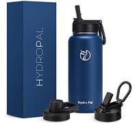 HydroPal Stainless Steel Drinking Bottle - 750 ml, 1L, 1.2 L, BPA-Free, Suitable for Carbonated Drinks, Insulated Bottle with Straw & 2 Lids, Leak-Proof Insulated Bottle for Sports (Cobalt Blue, 1000