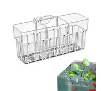 Hydroponic Aquarium Planter - 3-Slot Adjustable Plant Cups, Transparent Clear Container for Aquatic Growth, Reusable Water Garden Holder | Freshwater Shrimp Betta Fish Tank Terrarium Home Office Decor