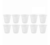Hydroponic Basket Plastic Durable Safe Planting Cups Reusable for Garden Balcony Flower Nursery Black White 10pcs Set 5cm Height (White)