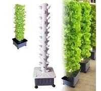 Hydroponic Grow Kit - Vertical Growing System with 15 Floors and 45 Holes, Aquaponics Aeroponic Tower with Hydrating Pump Timer for Leafy Vegetables