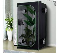 Outsunny Mylar Hydroponic Grow Tent W/ Floor Tray For Indoor Plant 60X60X140Cm In Jet Black Jet Black