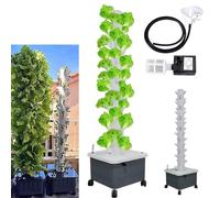 Hydroponic Growing System - Vertical Garden Tower with 15 Layers, 45 Plant Sites, Pump, and Movable Water Tank for Indoor Gardening
