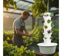 Hydroponic Growing System - Vertical Planter Tower Garden Kit with Tank, 5 Layers, 20 Holes, Ideal for Growing Vegetables, Indoor and Outdoor Use