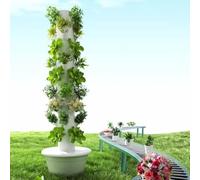 Hydroponic Growing System with LED Light, Auto Water Circulation Tower for Indoor Herbs Vegetables, Space Saving Vertical Planter with Foldable Design for Home Kitchen Balcony