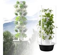 Hydroponic Lettuce Grow Tower - Vertical Aeroponics Garden with LED Grow Lights & Aquaponics Kit for Indoor Herb Growing Automated Hydroponics System