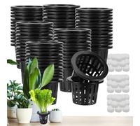 Hydroponic Pots | Fifty Hydroponic Mesh Cups for Garden Planting | Sponges Attached Garden Equipment for Beginner-Friendly Aquaponics Flower Baskets in the Room