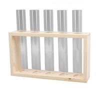 Hydroponic Test Tube Vase, Transparent Safety Propagation Vase Water Plant Pot with 5 Test Tubes for Home Office Garden Decor Wedding (Log)