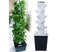 Hydroponic Tower Garden Growing System, 30 Pods Aeroponics Kit for Herbs, Fruits & Vegetables with Timer and Hydrating Pump (15 Holes)