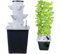 Hydroponic Tower Garden Hydroponic Growing System, Aeroponic Growing Kit With Moisturizing Pump, Adapter, Timer, 3 holes and 5 layers