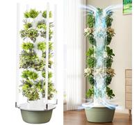 Hydroponic Tower Garden System with LED Grow Light for Indoor Herb and Vegetable Cultivation, Multi-Layer Design for Space Efficiency