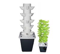 Hydroponic Tower Grow System 15/18/25/30 Holes, Indoor Vertical Garden with Pump & Adapters, Space Saving Airtight Planter for Herbs Vegetables Fruits, White ABS Material