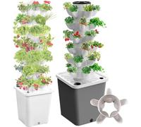 Hydroponic Tower rden with 10L Water TankGrow Herbs Fruits Vegetables & FlowersComplete System with Water Pump & 30 Planting Holes for Home rdening