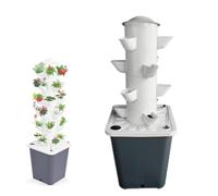 Hydroponic Tower System with Mobile Water Tank and Pump for Indoor Aeroponic Gardening and Plant Enthusiast Gifts