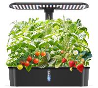 Hydroponics Grow System Kit, Controlled Smart Garden with Full Spectrum LED Grow Light, 15 Pod Plant Germination Kit, with Quiet Mini Pump, for