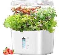 Hydroponics Growing, 4 Holes Indoor Herb Garden with Vegetables, LED Light Panel, Adjustable Height To 49.5cm, 1.25L Water Tank