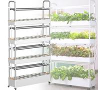 Hydroponics Growing Kit, 48/64/90/120Holes Vertical Indoor Garden with LED Grow Light, Larger Capacity Hydroponic Natural Balanced Tower for Germination,90holes