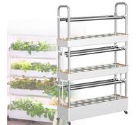 Hydroponics Growing Kit with LED Grow Light, Vertical Tower System for Herbs, Fruits, Vegetables, 48-120 Holes, PVC Plant Growing Solutions