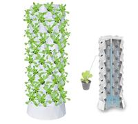 Hydroponics Growing System, 10-Layer Vertical Tower Set for Indoor Herbs, Fruits & Vegetables, DIY Aeroponic Farm Equipment, 48/64/80 Pots