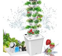 Hydroponics Growing System 30 Pods Smart Garden Planter Hydroponics Tower, Indoor Herb Garden Hydroponic Growing Kits with Hydrating Pump, Adapter, Net Pots
