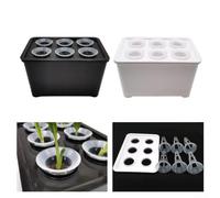 Hydroponics Growing System 6-Hole Cultivation Kit with Water Level Indicator Pp Soil- Planting Box for Kitchen Counter Windowsill Indoor Garden White Black 2 Pack
