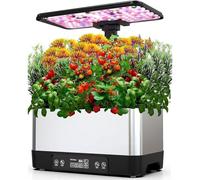 Hydroponics Growing System - 8 Pods Indoor Electric Heated Plant Propagator with Stainless Steel Shell, LED Grow Light, Automatic Timer, WiFi Control & 7 Accessories