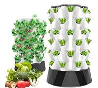 Hydroponics Growing System - Vertical Tower Herb Garden with LED Grow Lights - Indoor Use - Includes Aquaponics Kit with Pump - 6 to 10 Layers