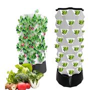 Hydroponics Growing System - Vertical Tower Herb Garden with LED Grow Lights - Indoor Use - Includes Aquaponics Kit with Pump - 6 to 10 Layers