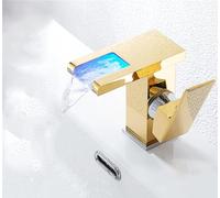 Hydropower LED Waterfall Faucet - Deck Mounted Solid Brass Bathroom Sink Mixer Tap, Energy-Efficient, Modern Design, Stylish Basin Mixer for Home & Spa