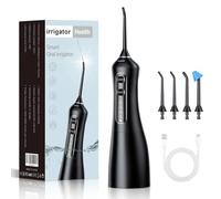 Hydropulse Pro - Portable Water Flosser with 4 Modes & 4 /7Tips, 1,800 Water Bursts/Min,360° Rotating Nozzle, Ipx7 Waterproof for Teeth Cleaning, Braces, and Implants (Black,4 Nozzles)