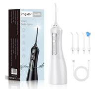 Hydropulse Pro - Portable Water Flosser with 4 Modes & 4 /7Tips, 1,800 Water Bursts/Min,360° Rotating Nozzle, Ipx7 Waterproof for Teeth Cleaning, Braces, and Implants (White,4 Nozzles)