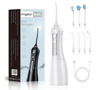 Hydropulse Pro - Portable Water Flosser with 4 Modes & 4 /7Tips, 1,800 Water Bursts/Min,360° Rotating Nozzle, Ipx7 Waterproof for Teeth Cleaning, Braces, and Implants (White,7 Nozzles)