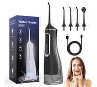 Hydropulse Pro - Portable Water Flosser with 4 Modes & 4 Tips, 1,800 Water Bursts/Min, 320ml Large Tank, 360° Rotating Nozzle, Ipx7 Waterproof for Teeth Cleaning, Braces, and Implants (Black)