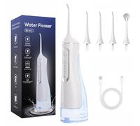 Hydropulse Pro - Portable Water Flosser with 4 Modes & 4 Tips, 320ml Water Flosser Rechargeable, 1,800 Water Bursts/Min, 360° Rotating Nozzle, Ipx8 Waterproof Waterflosser for Teeth Cleaning (White)