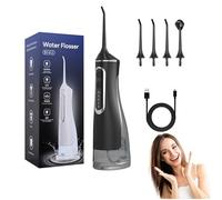 Hydropulse Pro - Portable Water Flosser with 4 Modes & 4 Tips, Oral Irrigator,Water Dental Flosser Cordless,1,800 Waters Bursts/Min |USB Rechargeable|360° Rotating Soft Tip|IPX7 Waterproof (Black)