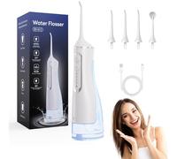 Hydropulse Pro - Portable Water Flosser with 4 Modes & 4 Tips, Oral Irrigator,Water Dental Flosser Cordless,1,800 Waters Bursts/Min |USB Rechargeable|360° Rotating Soft Tip|IPX7 Waterproof (White)