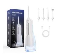 Hydropulse Pro Portable Water Flosser with 4 Modes & 8 Tips, 300ML Portable Oral Irrigator for Teeth, Rechargeable Irrigation Cleaner, IPX7 Waterproof Flossing Cleaning Picks (White)