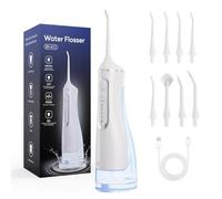 Hydropulse Pro - Portable Water Flosser with 4 Modes & 8 Tips, Cordless Electric Oral Irrigator for Adults, 320ML Rechargeable Travel Irrigation Cleaner IPX7 Waterproof for Teeth Cleaning (White)