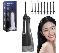 Hydropulse Pro - Portable Water Flosser with 4 Modes & 8 Tips,Water Flossers for Teeth Cordless,Adjustable Modes Normal,Soft,Pulse,DIY,320ml Tank,Waterproof Water Jet Flosser for Home Travel (Black)
