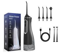 Hydropulses Pro - Portable WaterFlosser with 4 Modes & 8 Tips, Adjustable Modes Normal, Soft, Pulse, and DIY, 360° Rotating Nozzle, Ipx7 Waterproof for Teeth Cleaning, Braces, and Implants (Black)