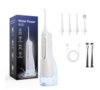 Hydropulses Pro - Portable WaterFlosser with 4 Modes & 8 Tips, Adjustable Modes Normal, Soft, Pulse, and DIY, 360° Rotating Nozzle, Ipx7 Waterproof for Teeth Cleaning, Braces, and Implants (White)