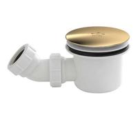 Hydros Brushed Brass Finish 90mm High Flow Bathroom Shower Waste Inc Brushed Brass Cap