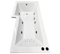 Hydros Whirlpool Shower Bath L Shaped Spa With 11 Black Jets & Screen Left Hand