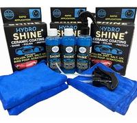 HydroShine EZ Instant Nano-Ceramic Spray Kit (3 Pack) - Rapid 20 Min Application - Streak Free, No Hassle Shine/Protection. Hydrophobic. UV. Pollen. Dirt. Bird Poop. 1 Bottle = 2 Coatings = 2 Months