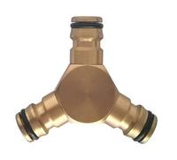 HydroSure Brass Quick-Click Triple Male Joiner - Heavy-Duty Three-Way Garden Hose Connector with Quick-Click Threaded Male BSP Ports, Perfect for Multi-Direction Water Distribution