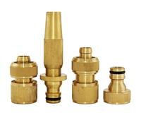 HydroSure Brass Spray Nozzle and Connector Starter Set - Premium Garden Irrigation Kit Featuring Brass Spray Nozzle and Quick-Fit Connector for Hose Systems